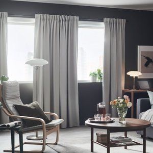 IKEA - MAJGULL  Room Darkening Curtains, 1 pair, Light Gray, 145x250 cm (57x98)
